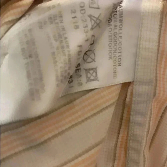 Hugo Boss work casual yellow black  striped long sleeve cuff dress shirt 16 - Picture 4 of 4